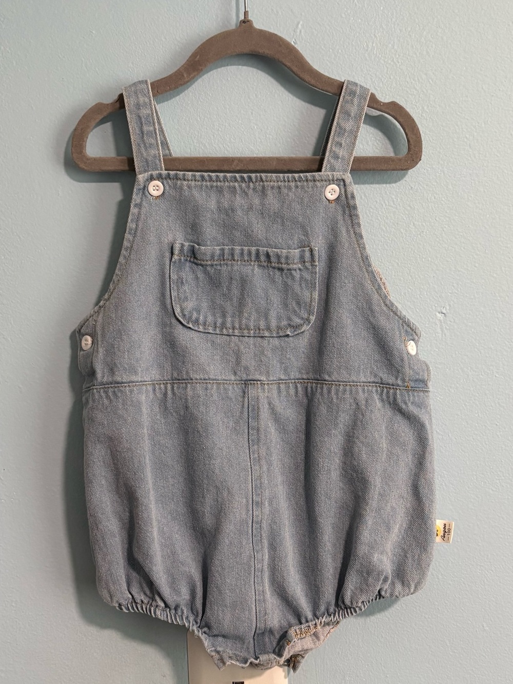 Kids Light Blue Denim Bubble Romper